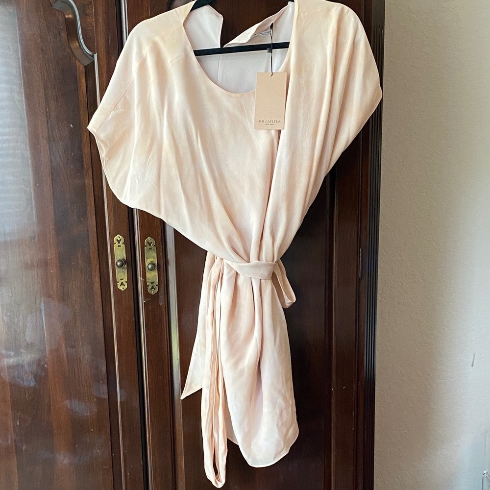 MM Lafleur Selena Blush Tie-Front Silk Top